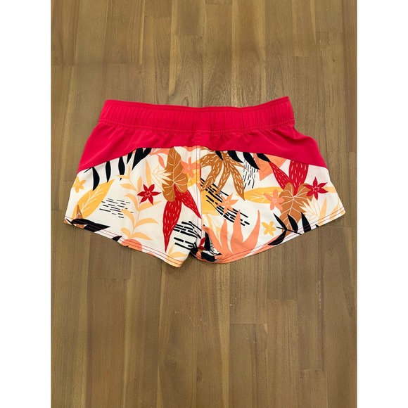 Roxy Womens Tropical Floral Board Shorts Pink Orange Size Medium Drawstring Swim - Picture 2 of 7